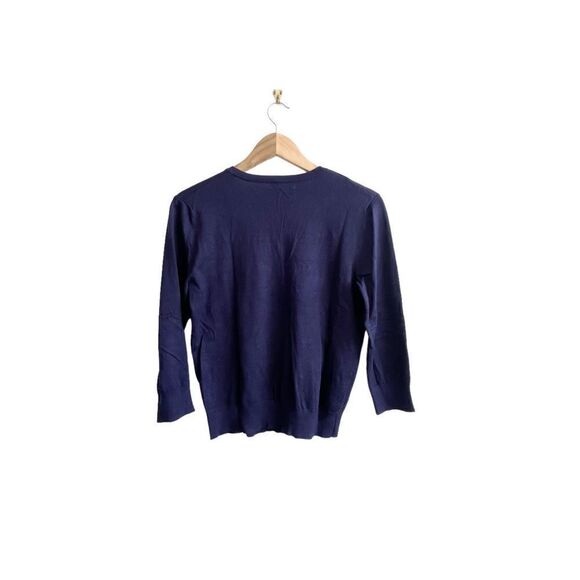 Cable & Gauge Pineapple Cardigan Navy Blue Buttons Women's M Embroidered - Picture 2 of 9